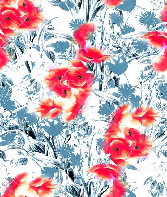 罂粟花印花华亿平台图片