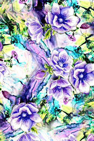 抽象花卉印花华亿平台图片