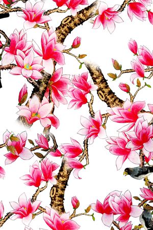 花鸟印花华亿平台图片