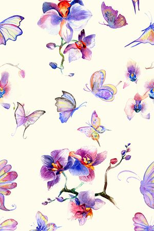 手绘蝴蝶印花华亿平台图片