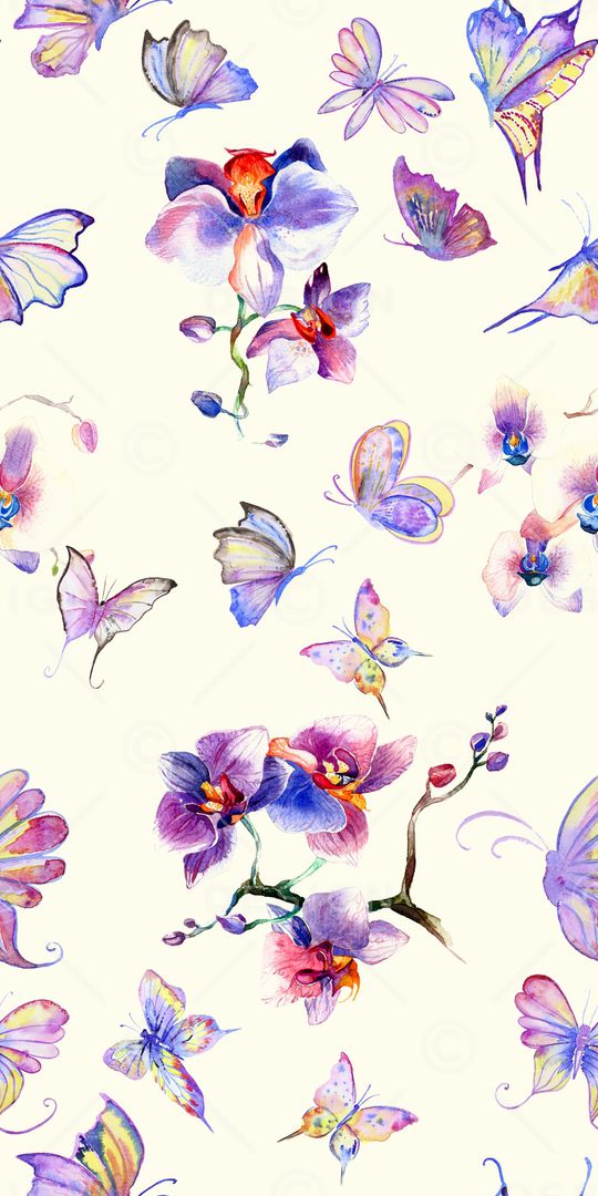 手绘蝴蝶印花华亿平台图片