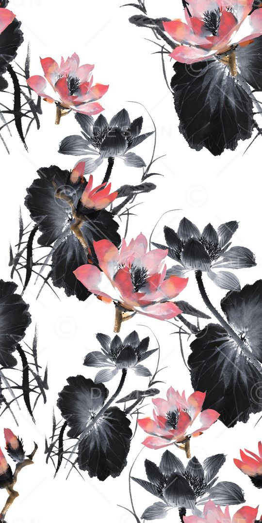 水墨画印花华亿平台图片