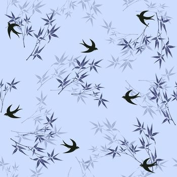 779501-燕子竹子—蓝色