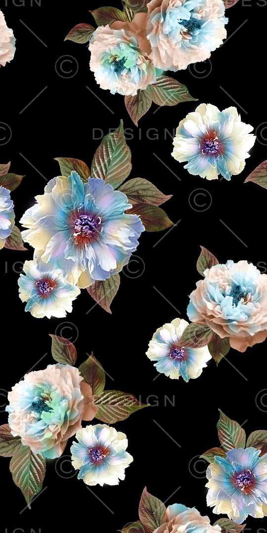 手绘花卉印花华亿平台图片