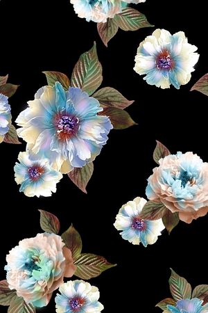 手绘花卉印花华亿平台图片