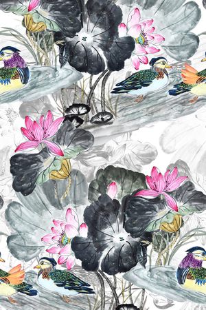 荷花印花华亿平台图片