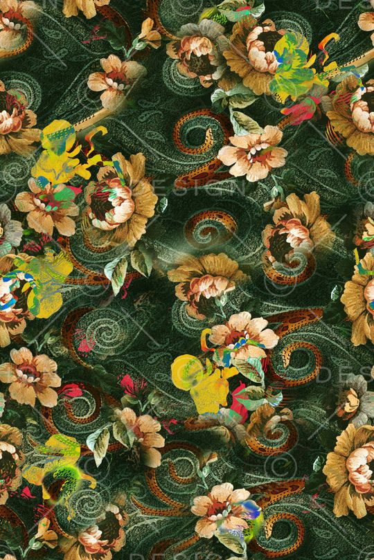 草木绿印花华亿平台图片