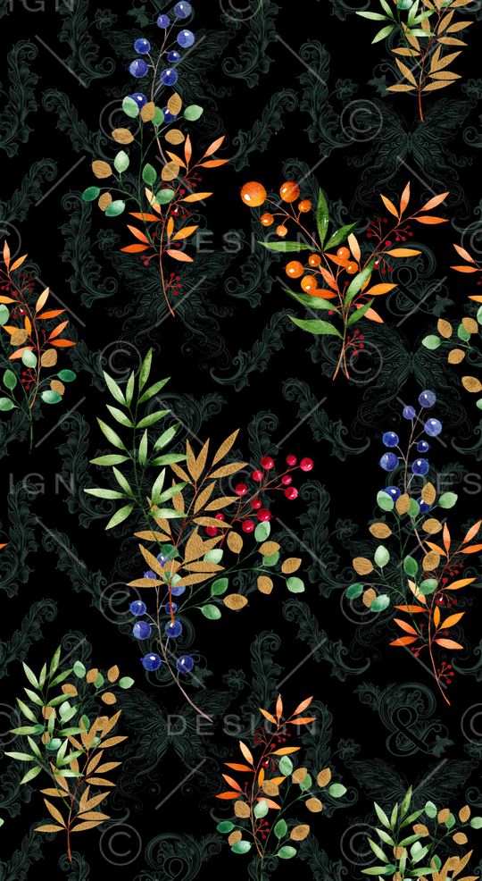 植物叶子印第安波西米亚浆果印花华亿平台图片