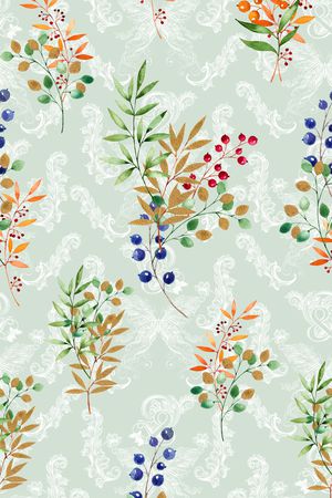 植物叶子印第安波西米亚浆果印花华亿平台图片