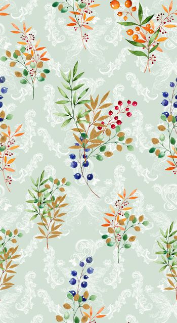 植物叶子印第安波西米亚浆果印花华亿平台图片