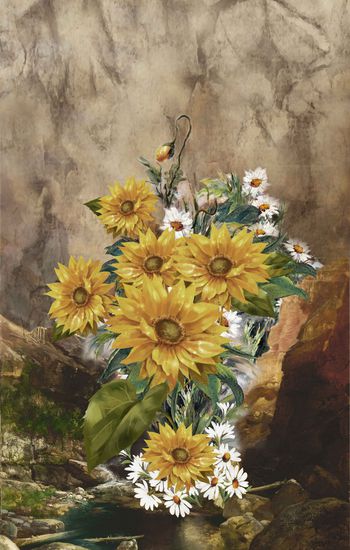 山水画印花华亿平台图片