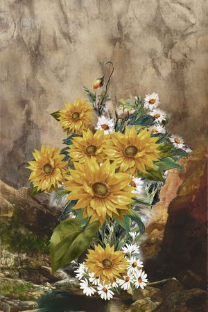 山水画印花华亿平台图片