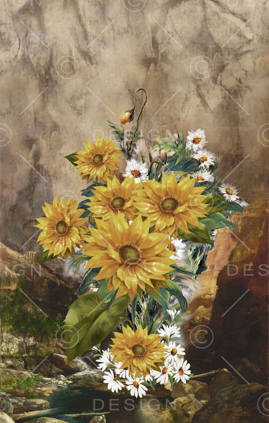 山水画印花华亿平台图片