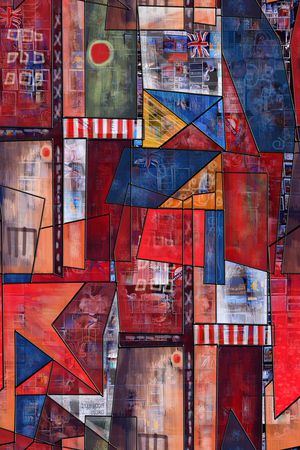 抽象几何印花华亿平台图片