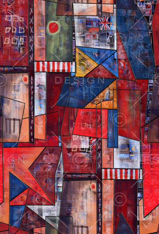 抽象几何印花华亿平台图片