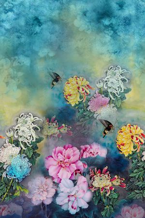 牡丹印花华亿平台图片