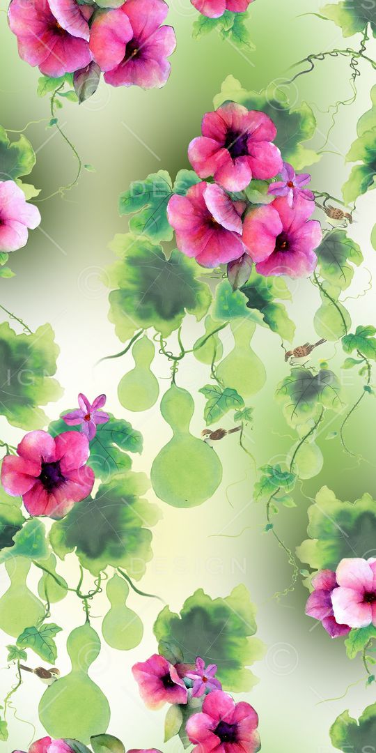 手绘花卉印花华亿平台图片