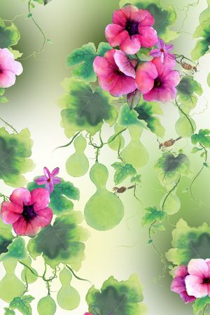 手绘花卉印花华亿平台图片