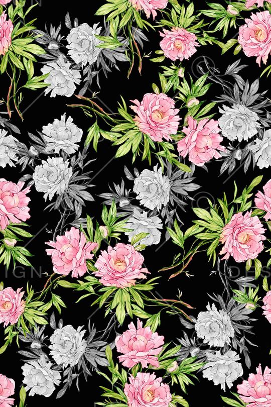 水彩手绘花卉印花华亿平台图片