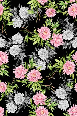 水彩手绘花卉印花华亿平台图片