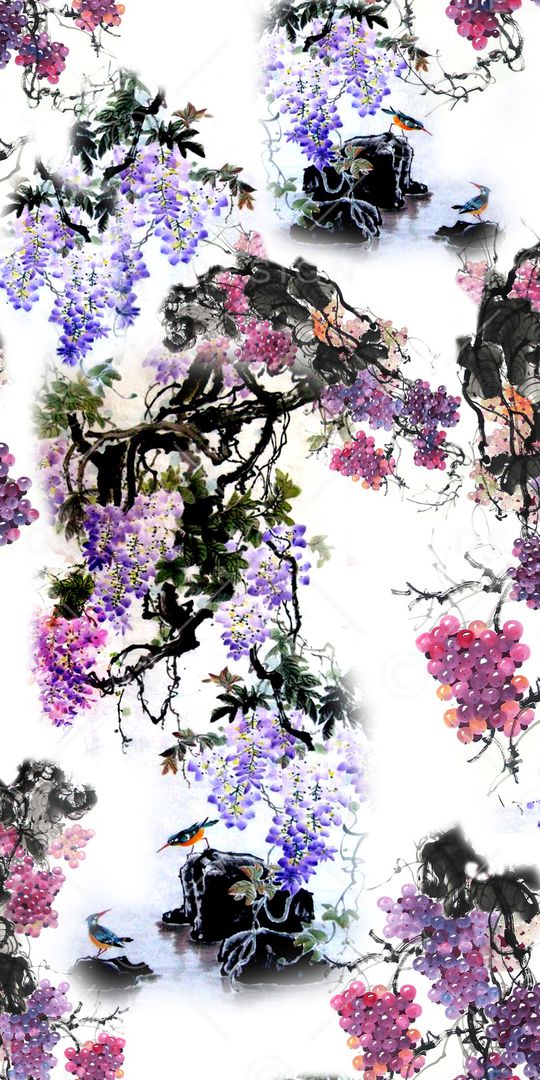 水墨印花华亿平台图片