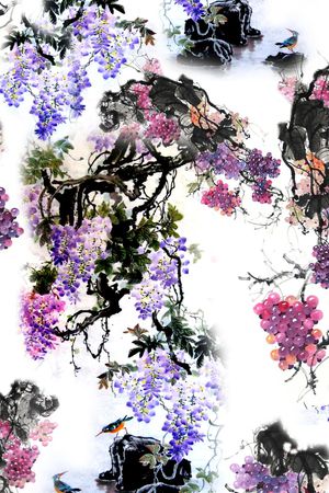 水墨印花华亿平台图片