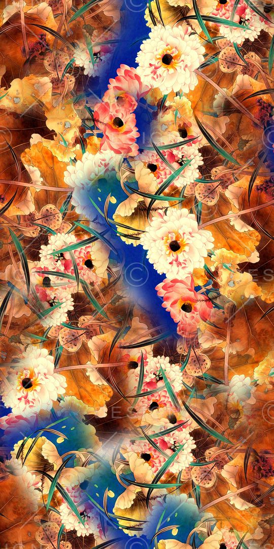 手绘花卉印花华亿平台图片