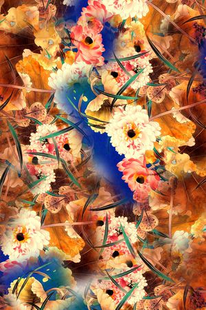 手绘花卉印花华亿平台图片