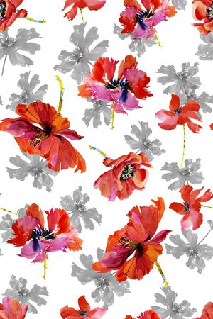 手绘花卉印花华亿平台图片