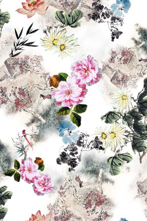 水墨印花华亿平台图片