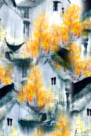 山水风景印花华亿平台图片