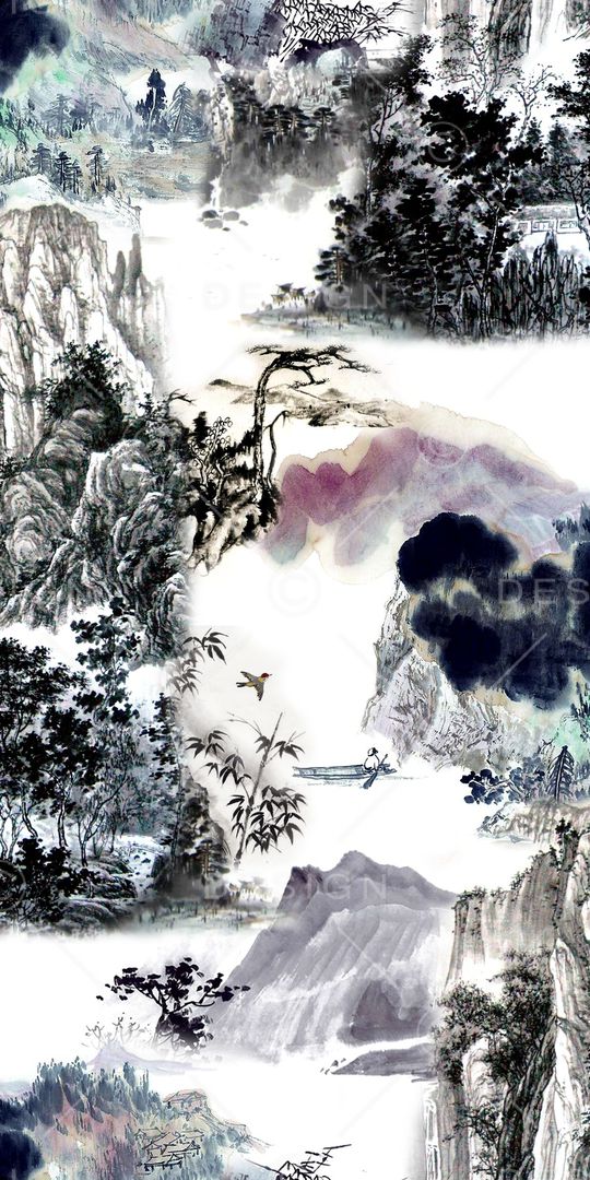 水墨印花华亿平台图片