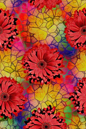 抽象手绘水彩画植物花卉数码印花印花华亿平台图片