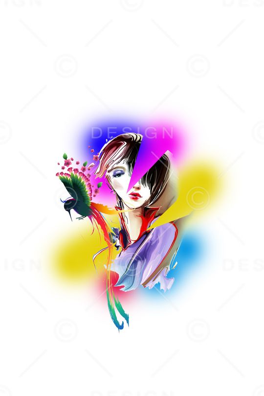 彩色鸟印花华亿平台图片