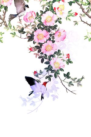 工笔画印花华亿平台图片