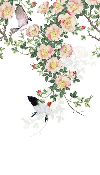 工笔画印花华亿平台图片