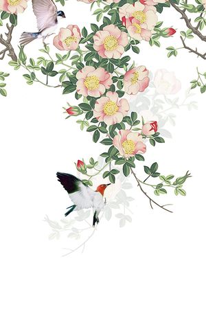 工笔画印花华亿平台图片