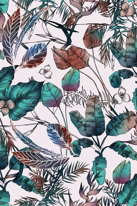 热带植物印花华亿平台图片