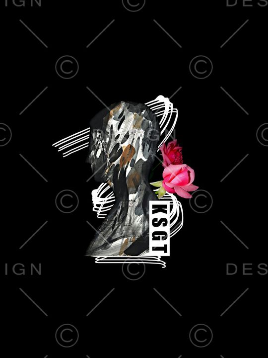 抽象人物像印花华亿平台图片