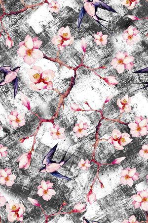 水墨印花华亿平台图片