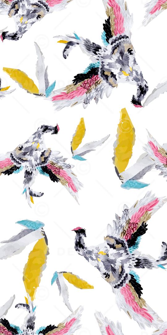 抽象鸟类印花华亿平台图片
