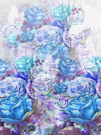 787622-油画玫瑰-蓝