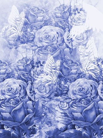 787623-油画玫瑰-蓝1