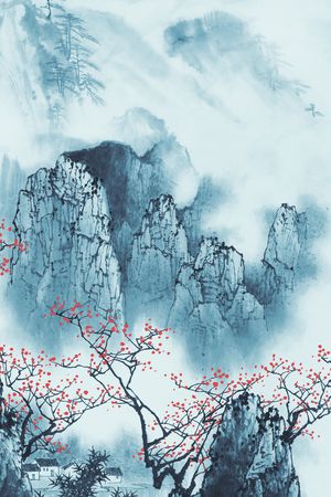 水墨印花华亿平台图片