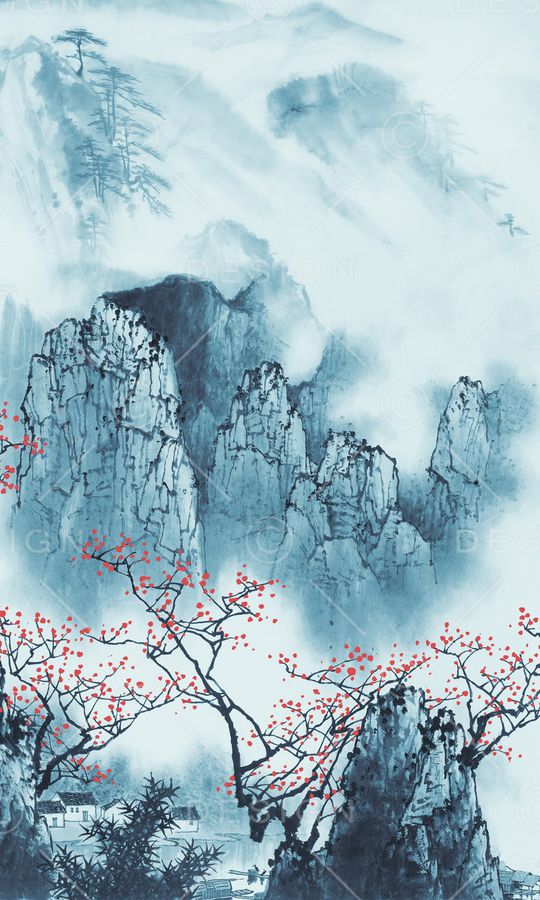 水墨印花华亿平台图片