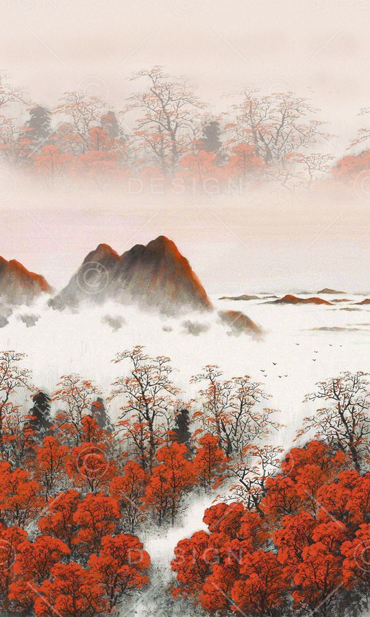 水墨印花华亿平台图片