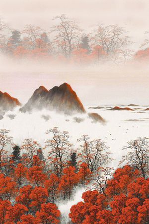 水墨印花华亿平台图片