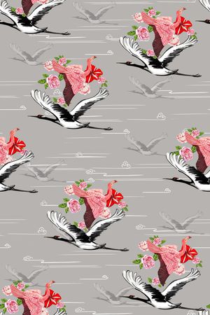 花鸟印花华亿平台图片