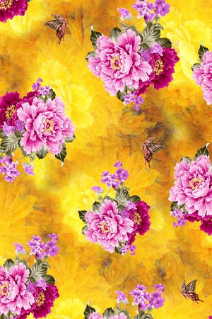 牡丹印花华亿平台图片