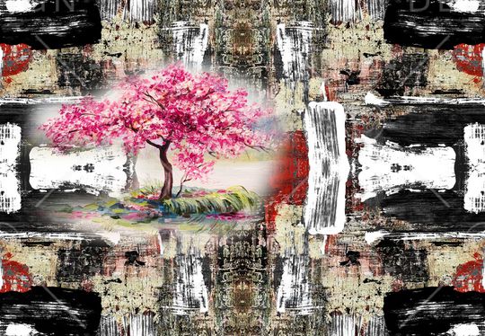 水墨印花华亿平台图片